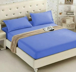 LuxuryPlain Dye Fitted Mattress Cover Sheet Plain Breathable Bedding Sheet - Picture 1 of 15
