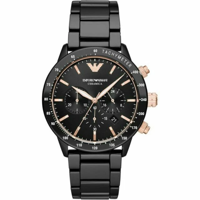 Emporio Armani Ceramica Mario Men's Black Watch - AR70002