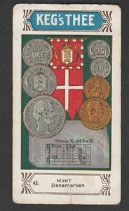 Dutch Tea Card c1913 - Kegs Thee - Flags Currency Postage #42 Currency - Denmark - Foto 1 di 2