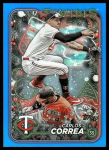 2024 Topps Holiday CARLOS CORREA Blue Metallic Glitter #H63 - Picture 1 of 2