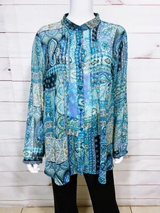 Blusa para mujer Susan Graver talla L multicolor floral cachemira manga larga - Imagen 1 de 6