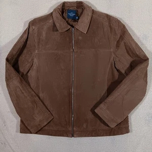 Vtg Coffee Brown Suede Leather Faded Glory Jacket Full Zip Large  RN52469  - Picture 1 of 20