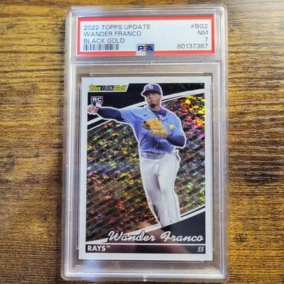Actualización Topps 2022 Wander Franco RC NEGRO DORADO Tampa Bay Rays PSA 7 Foto 1 de 2
