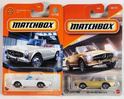 2 Car Lot Matchbox 1963 Mercedes-Benz 230 SL White & Gold   - Image 1 of 3