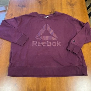 Reebok Womens XXL Pullover Crewneck Sweatshirt Logo Maroon Athleisure Casual - Picture 1 of 10