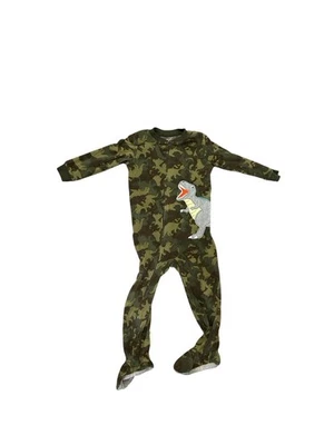 ✨ Pijama de dinosaurio verde y caqui con cremallera para niños✨ Foto 1 de 4