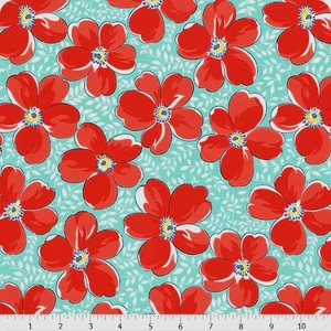 Time and Again, floral,red,aqua,white -Moda Fabrics-BTY - Picture 1 of 1