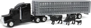 ERTL 1/64 Black Semi Truck with Cattle Trailer and Cattle 45967 - Picture 1 of 1