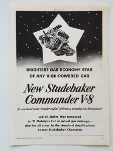 1951 Studebaker Commander V-8 Auto Motore Vintage Rivista Stampa Pubblicità - Foto 1 di 1