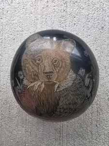 Sfera Robert Naranjo Santa Clara Pueblo Blackware "Baby Bear Toes" 10/1999 - Foto 1 di 7