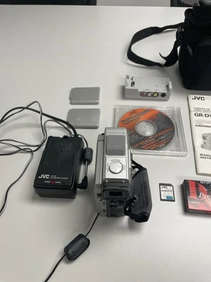 JVC GR-DVM90 Digital Video Camera Silver Bundle - Tested NICE Working - Image 1 of 4