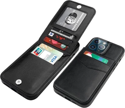 For iPhone 16 15 14 Pro Max 13 12 11 XS Leather Wallet Card Case Slim Back Cover - Image 1 of 4