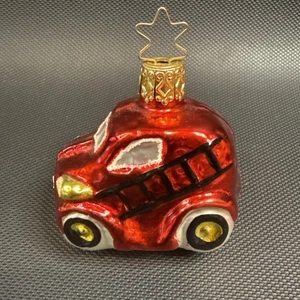 Camion dei Pompieri in Vetro Soffiato Decorazione Natalizia Alto 2,5" - Foto 1 di 4