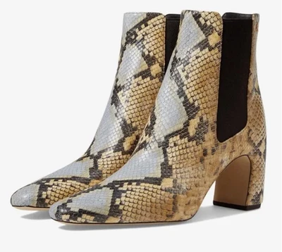 NUEVO TORY BURCH BANANA PIEL DE SERPIENTE EN RELIEVE CUERO CHELSEA BOTINES BOTAS 6.5 Foto 1 de 4