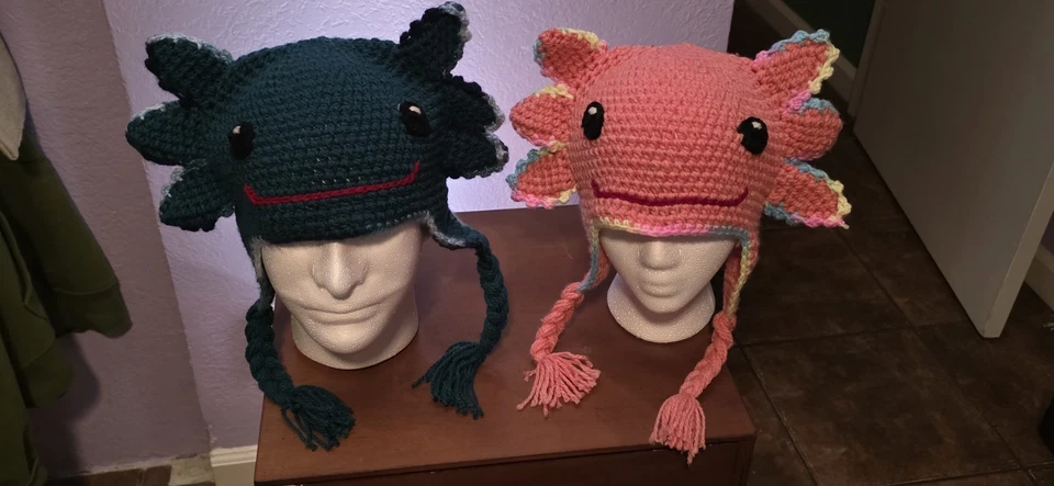 CORCHET HAT SET 2(Gorro Mexicano) TRADITIONAL HAND  MADE From Mexico  AXOLOTL - Image 1 of 4