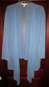 Emaline Woman Plus 3X Open Cardigan Sweater Blue Draped Cascading Lagenlook Knit - Picture 1 of 3