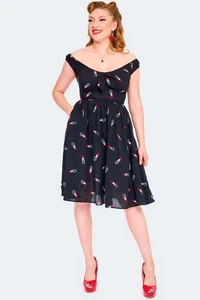 Lipstick Embroidered Flare Dress - Picture 1 of 5
