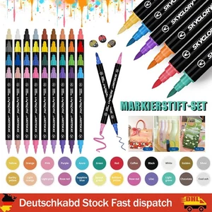 24 Farbe Acrylstifte Marker Set Permanent Pen Für DIY Graffiti Sketch Dual Pen - Bild 1 von 16
