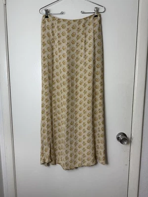 Falda Midi/Maxi April Cornell Vintage Crema y Mostaza Floral Volantes Espalda S Foto 1 de 4