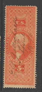 Bigjake: R-89d, $5.00 Conveyance - exp. silk - 1st Revenue Issue - Picture 1 of 5