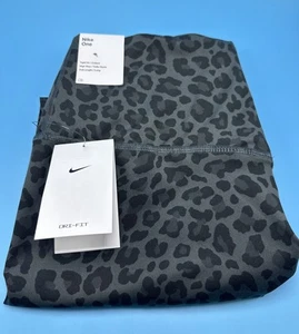 NIKE Leggings Mid Rise Tight Fit Womens Size S Black Green Leopard Print - Picture 1 of 7