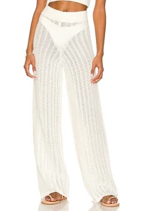 REVOLVE Tularosa Maeve Knit Pant Crochet sheer ivory pants size S $168msrp - Picture 1 of 4