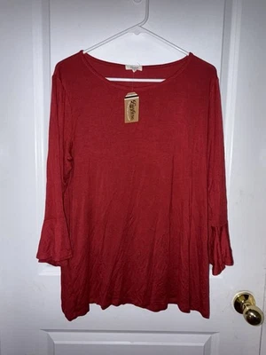 Damas NUEVA Camisa Fanfare Roja Manga Larga Mangas Campana Talla XL Foto 1 de 4