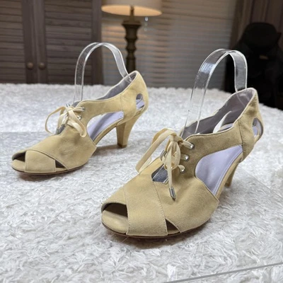 Туфли женские Johnston & Murphy размер 9,5 замшевые с открытым носком на шнуровке с вырезом на каблуках - Изображение 1 из 4