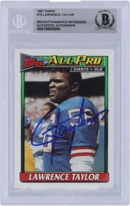 Lawrence Taylor New York Giants Signed 1991 Topps #16 Beckett Fanatics Card - Picture 1 of 2
