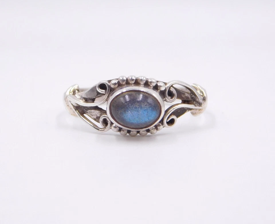 2.40 Gm 925 Sterling Silver Natural Labradorite Cab Gemstone Ring Size-7.25" US - Image 1 of 4