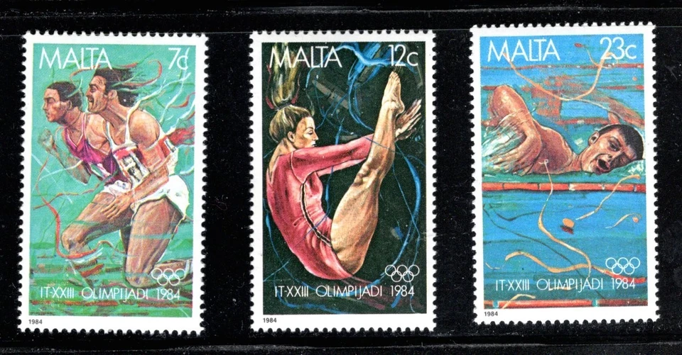 MALTA #647-649 1984 OLIMPIADAS DE VERANO COMO NUEVAS EN MUY BUEN ESTADO CASI NUEVO O.G Foto 1 de 1
