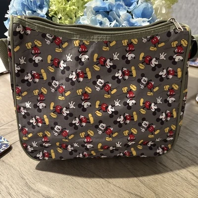 Disney Mickey Mouse Bolso de Hombro Cartera Verde Oliva Vinilo Lona Correa 10.5x9x4” Foto 1 de 4