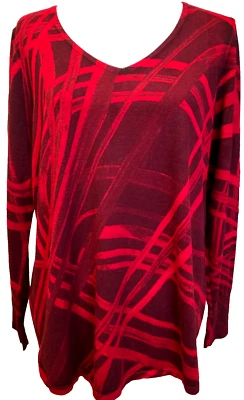 Chico's Mujer Manga Larga Jersey Suéter Talla. L sin hierro elástico preppy brillante! Foto 1 de 4