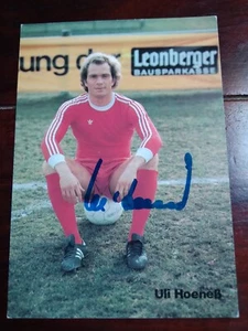 Alte Leonberger Autogrammkarte Uli Hoeneß Bayern München handsigniert - Bild 1 von 2