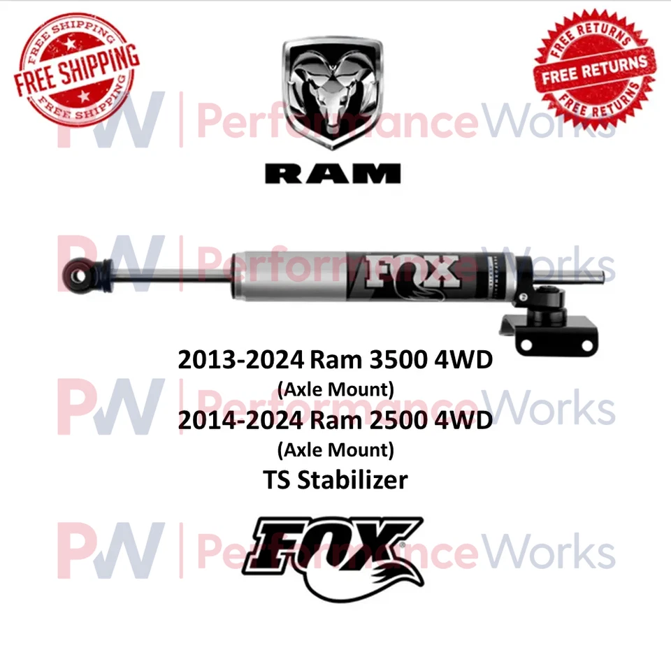 Fox 2.0 Performance TS Steering Stabilizer Fits 13-24 Ram 3500 & 14-24 Ram 2500 - Image 1 of 4