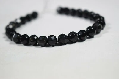 Cuentas redondas facetadas de turmalina negra natural de 6-7 mm de 6" para hacer joyas Foto 1 de 4