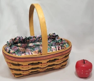 Longaberger 1997 Easter Basket Handle Plastic Liner Tan Weave Multicolor #B391 - Picture 1 of 3