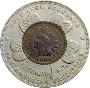 Buffalo NY  1901 Pan American Encased  Indian Head Cent  (1805) - Picture 1 of 4