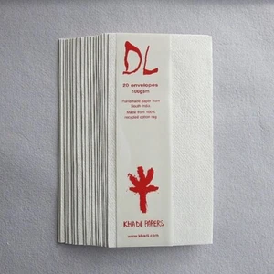 CARTA FATTA A MANO KHADI - BUSTE DA 20 DL - 22 X 11 cm - Foto 1 di 1