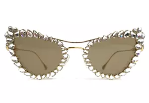 Swarovski Sunglasses SK7011 402263 Gold Crystals Cat Eye with Light Brown Lenses - Picture 1 of 14
