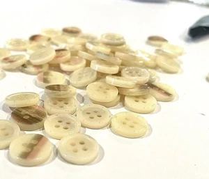 13.5mm X 6 PcS Ivory Shell Frosted Polished Ivory 4 Hole Shirt Buttons - Picture 1 of 4
