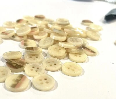 13.5mm X 6 PcS Ivory Shell Frosted Polished Ivory 4 Hole Shirt Buttons - Image 1 of 4