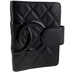 Cuaderno CHANEL Cambon Line Logotipos Piel de Cordero Charol Negro 3245 - Imagen 1 de 23