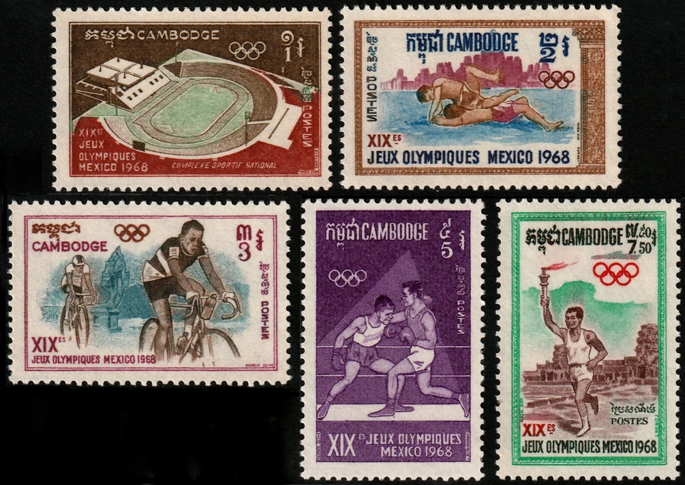 ✔️ CAMBODIA 1968 - OLYMPIC GAMES - Sc. 193/197 Mi. 236/240 MNH ** [1KHP236] - Image 1 of 1