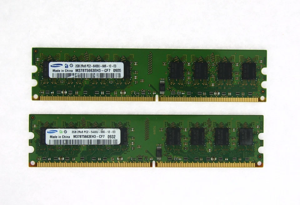 4GB SAMSUNG 2 x 2GB PC2-6400 DDR2 800Mhz Desktop Memory Ram M378T5663EH3-CF7 - Image 1 of 1