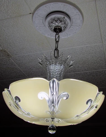 Antique Vintage  Art Deco Ceiling Light  Fixture Large Glass Shade  Chandelier Cover