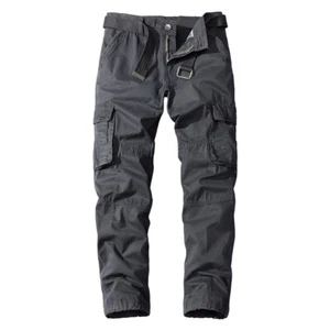Casual pants men's loose cotton straight leg multi pocket workwear pants - Picture 1 of 21