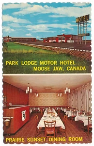 Postal restaurante puesta de sol Park Lodge Motor Hotel Moose Jaw Saskatchewan Prairie - Imagen 1 de 2