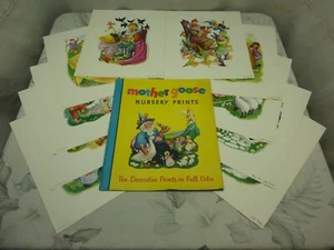 Mother Goose Nursery Prints - Ten Decorative Prints in Full Color - Circa 1940 - Picture 1 of 6