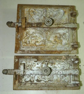 Jugendstil Zwei (2) Ofenklappen / Ofentüren / Kachelofen - rechts angeschlagen - Bild 1 von 11